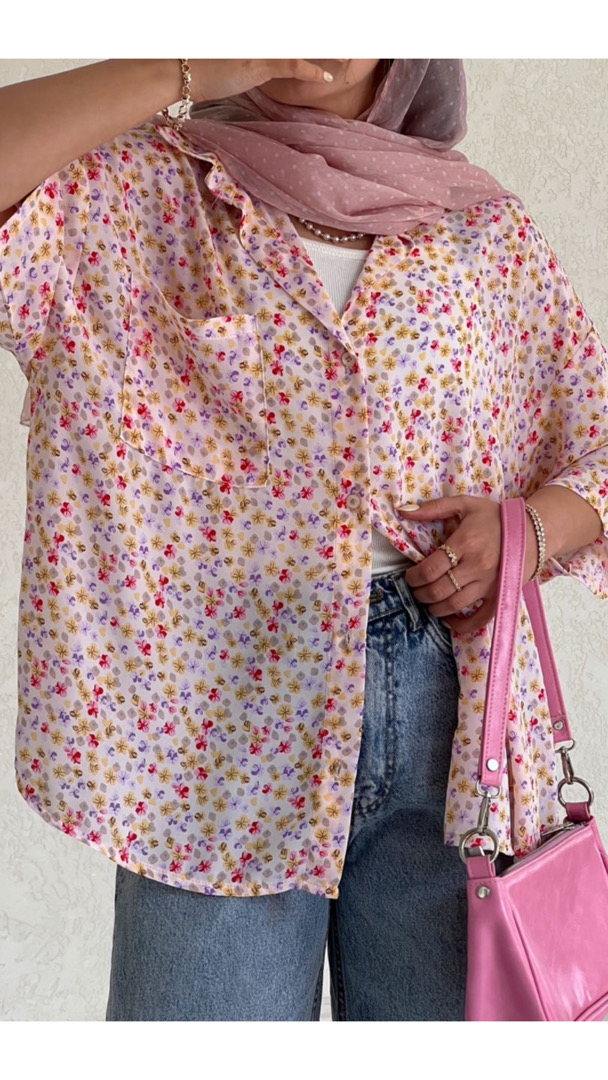 شومیز گل قاصدک صورتی