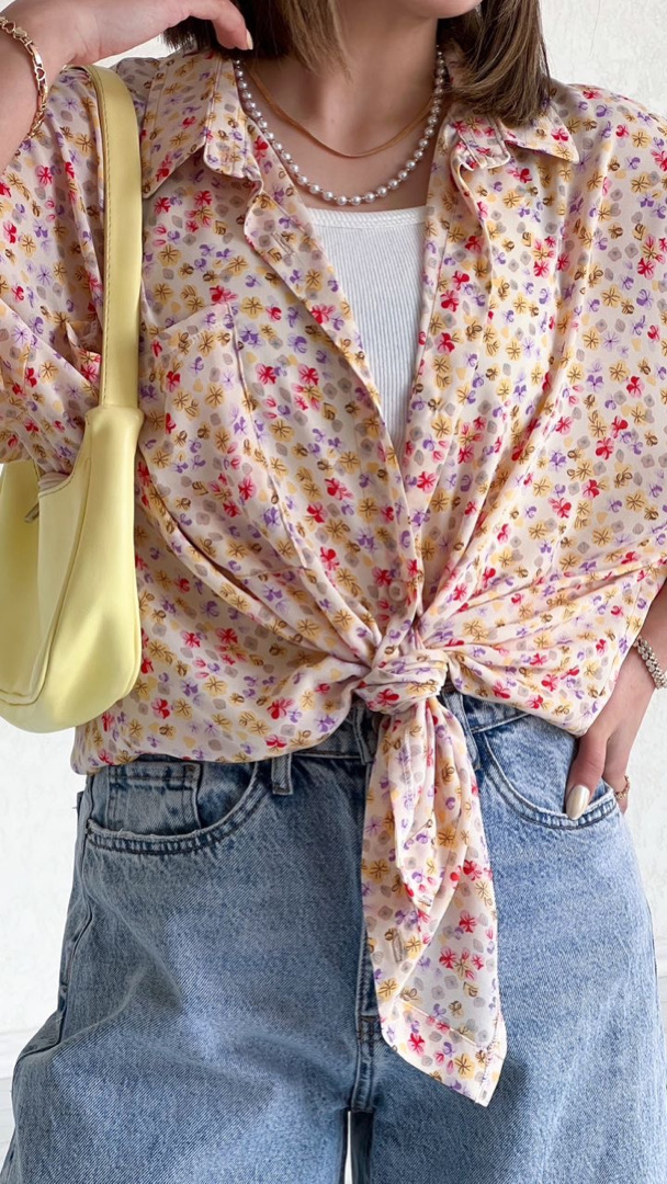 شومیز گل قاصدک کرمی