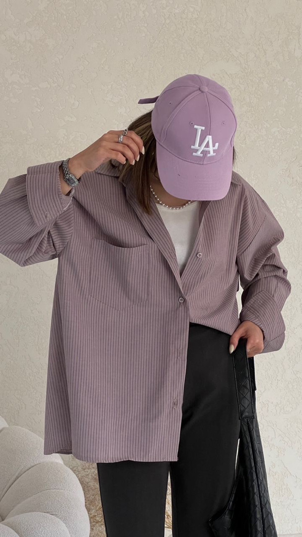 شومیز راه راه صورتی خط مشکی