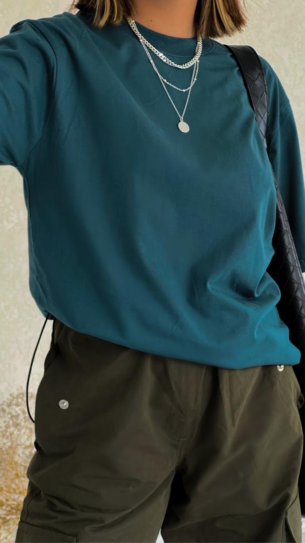 تیشرت رنگی آبی نفتی