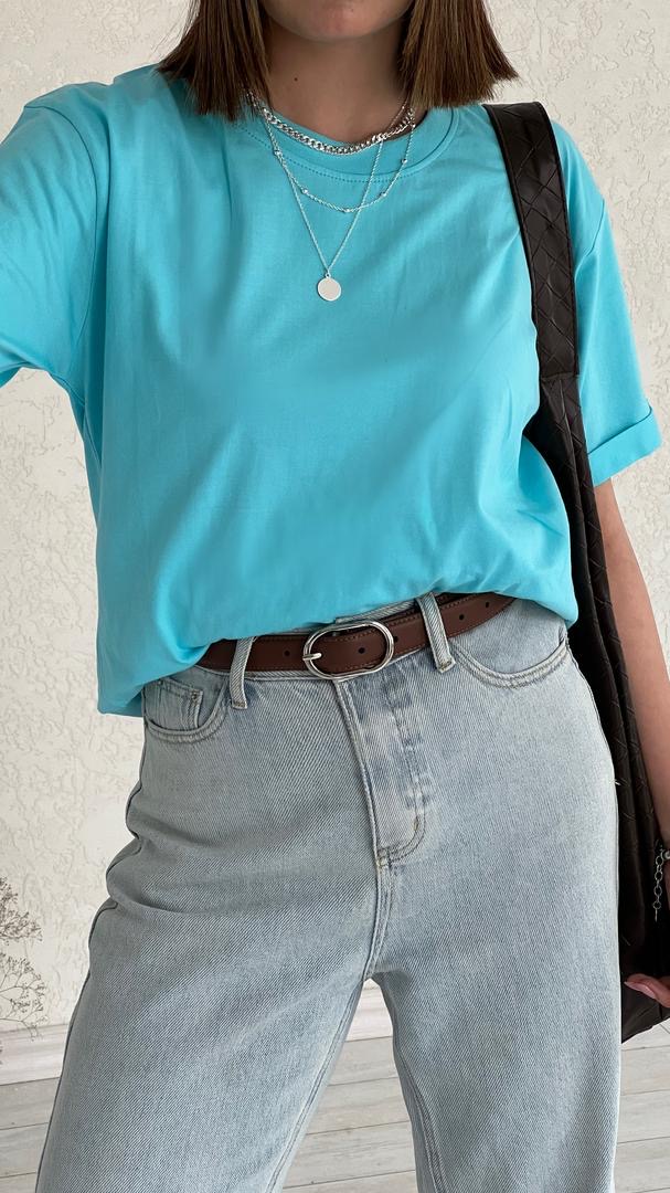 تیشرت رنگی آبی فیروزه ای