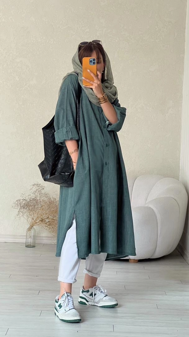 مانتو دانشجویی سبز تیره