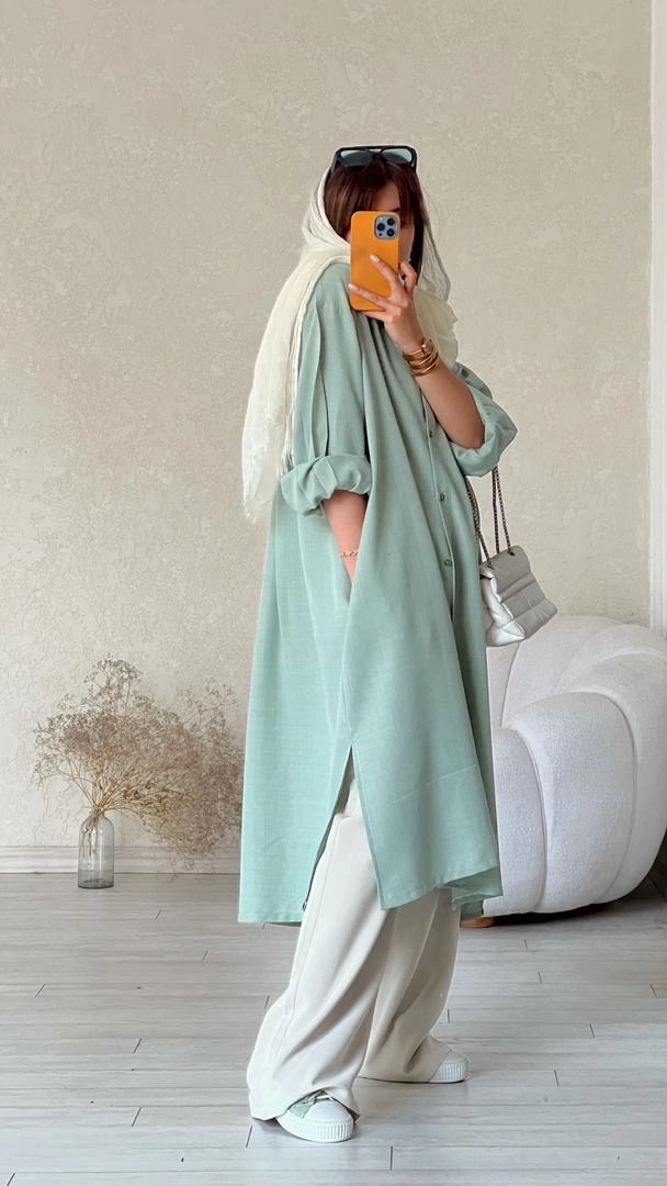 مانتو دانشجویی سبز سیج