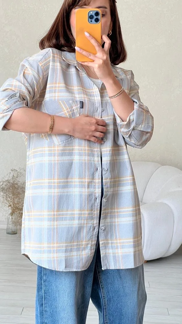 شومیز کنفی پلاس سایز طوسی روشن