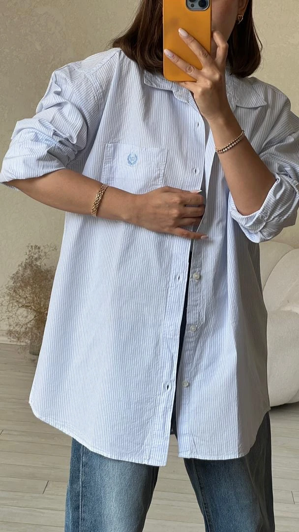 شومیز پلاس راه راه آبی روشن