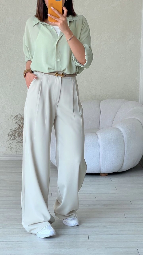 شلوار پیله ای طوسی سبز