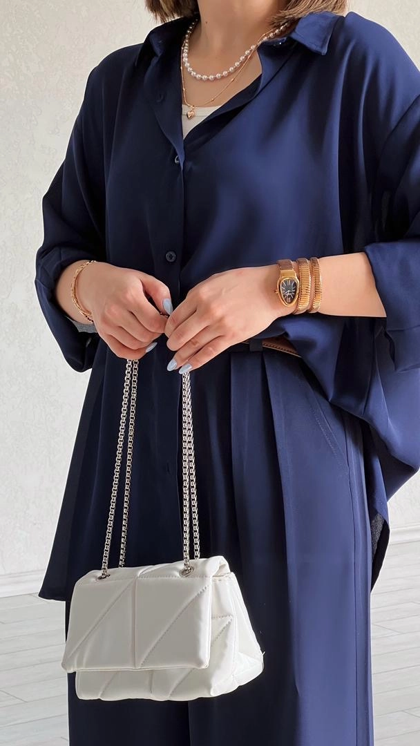 شومیز حریر سرمه ای