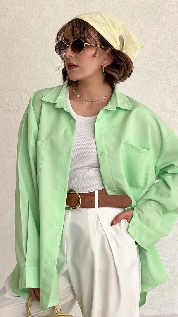 شومیز رنگین کمان سبزآدامسی