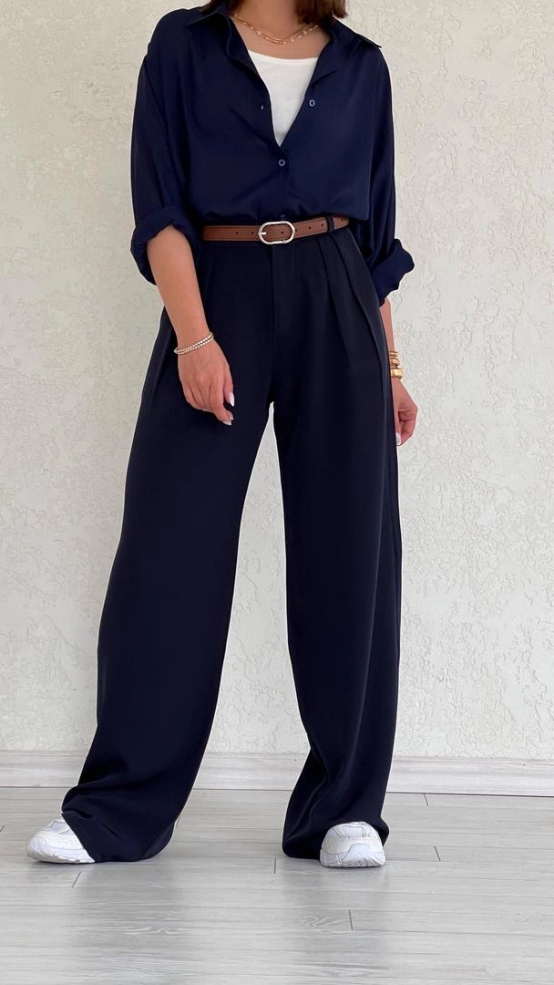 شلوار پیله ای سرمه ای