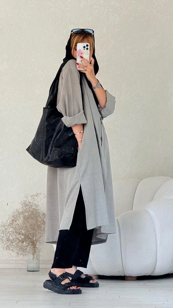 مانتو دانشجویی طوسی تیره