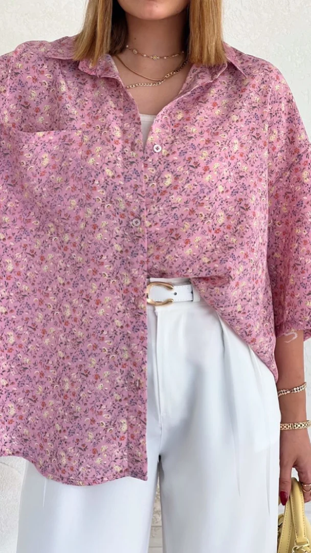 شومیز گل صورتی