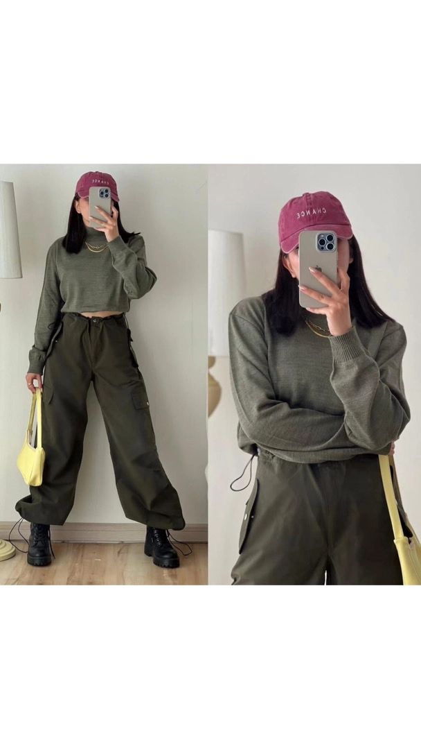 یقه اسکی ساده پسته ای