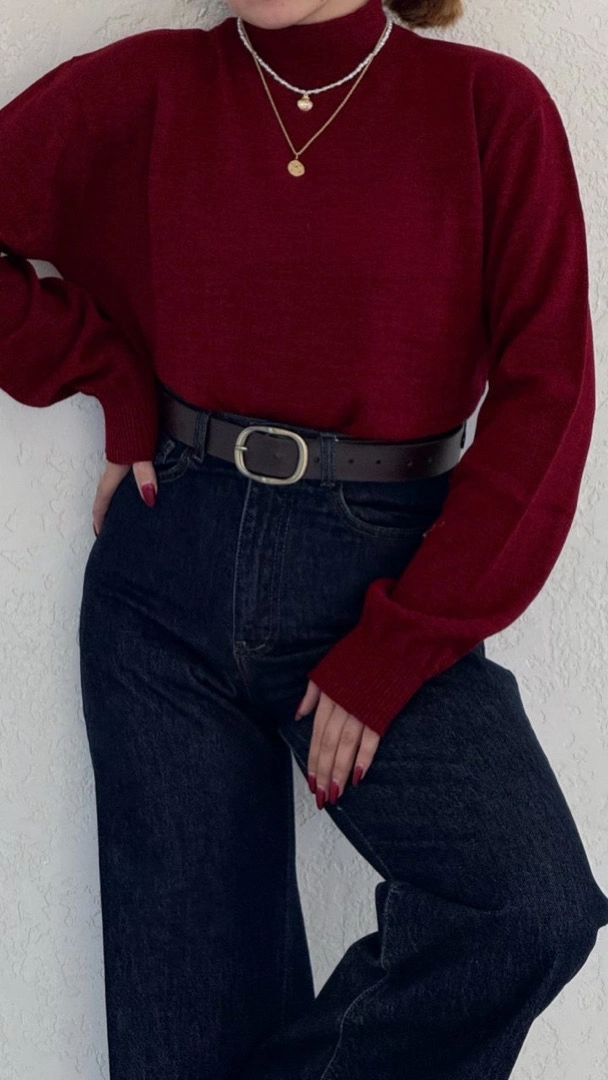 یقه اسکی ساده قرمز