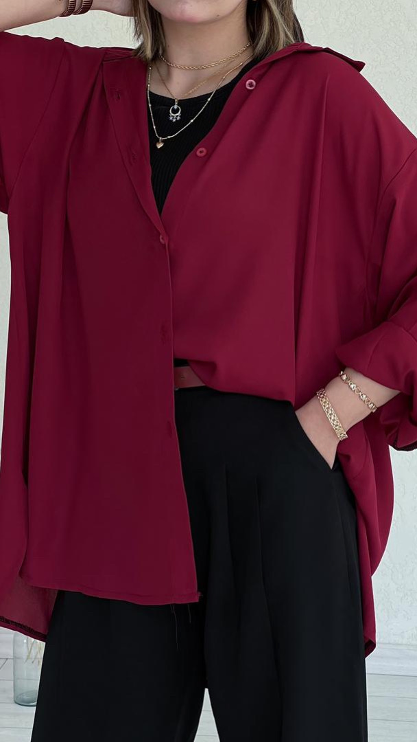 شومیز حریر زرشکی