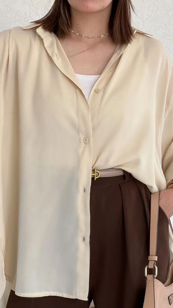 شومیز حریر استخوانی