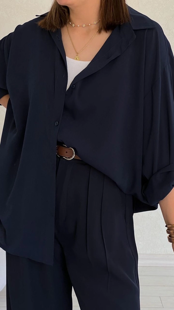 شومیز حریر سرمه ای