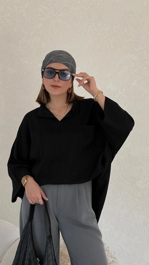 شومیز لینن مشکی قاصدک