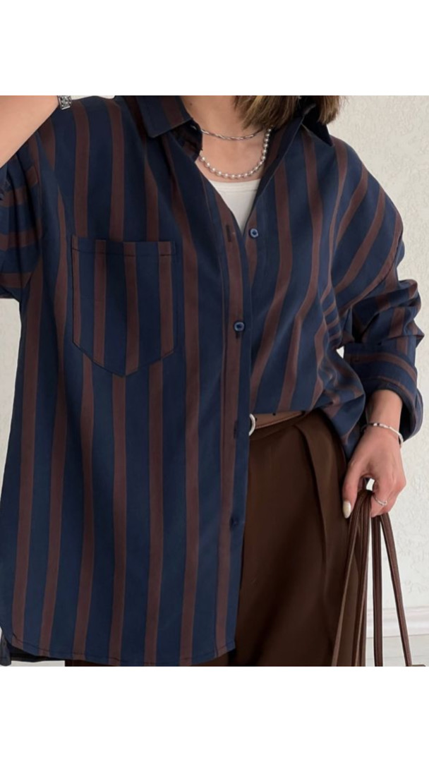 شومیز سرمه ای قهوه ای