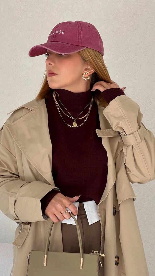 یقه اسکی ساده زرشکی